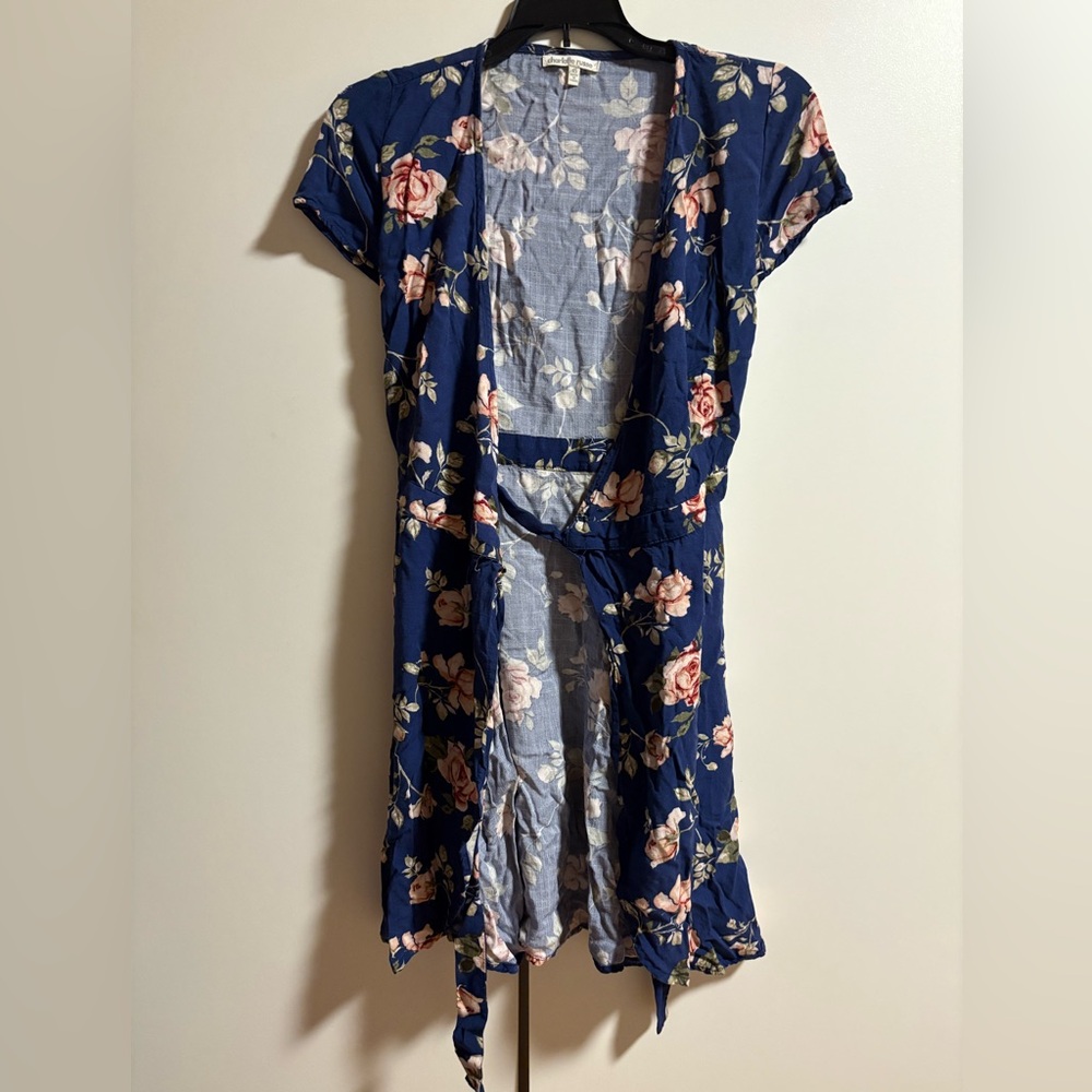 Charlotte Russe Blue Floral Wrap Dress - Picture 5 of 8
